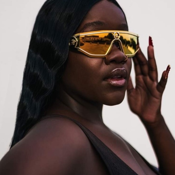 Versace Unisex Gold Mirrored Sunglasses, New - Picture 4 of 14